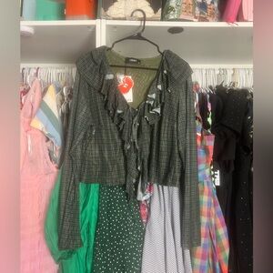 Cider green & blue plaid top